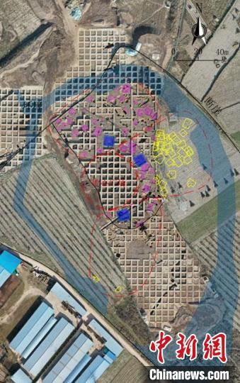 圖為位于甘肅省天水市張家川回族自治縣境內(nèi)的圪垯川遺址史家類型時期大型環(huán)壕聚落布局。(資料圖) 甘肅省文物局供圖