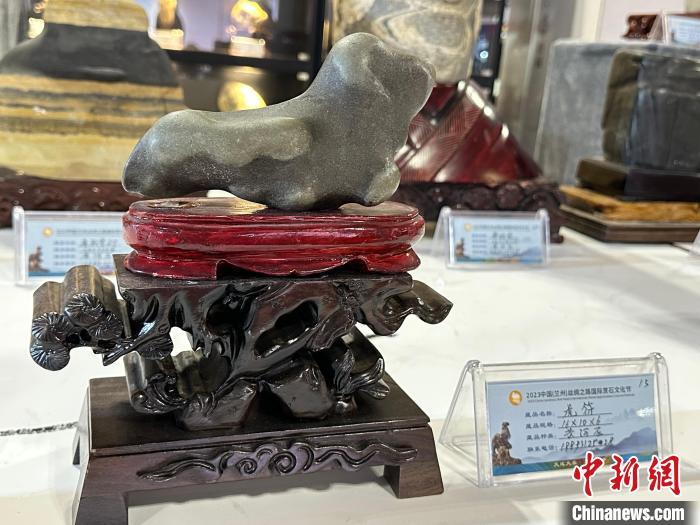 8月3日——7日，2023中國(蘭州)絲綢之路國際賞石文化節(jié)在甘肅國際會(huì)展中心舉行。圖為名為《虎符》的黃河石。楊娜 攝</p><p>