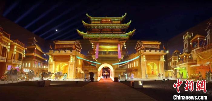 2024年7月15日，甘肅嘉峪關(guān)開(kāi)啟“夜游”模式。圖為夜游燈光劇《天下嘉峪關(guān)》光影效果。(甘肅嘉峪關(guān)關(guān)城景區(qū)供圖)