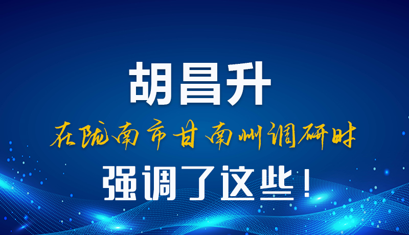 圖解|胡昌升在隴南市甘南州調(diào)研時強調(diào)了這些！